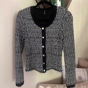 WHBM Textured Knit Tweed Cardigan Sweater Jacket